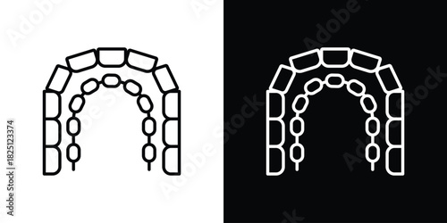 Lingual braces icon symbol, Set of line icons pack