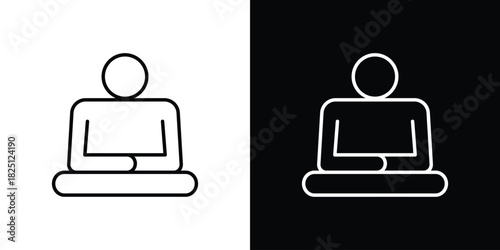Meditating icon symbol, Set of line icons pack
