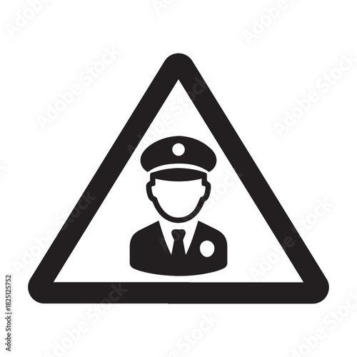 Security Personnel Warning Sign – Triangle with Officer Icon