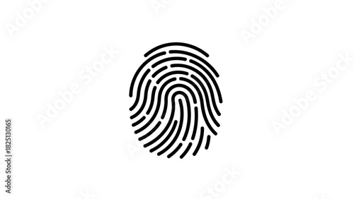 Black and white vector illustration of a thumbprint for security and identity concepts.