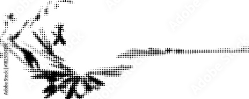 Corner border made of silver metallic ribbons with butterflies. Melted outline with gradient shadow. Vector.