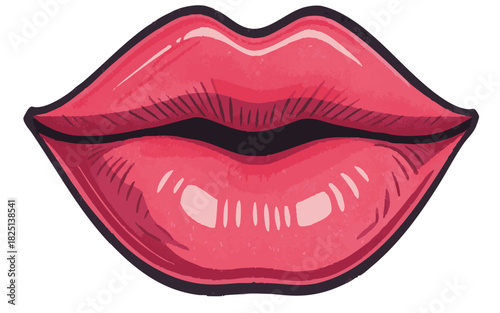 Vibrant Red Lips: High Shine, Classic GlamourPrint