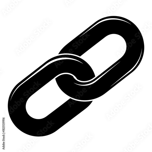 Black Glossy Link Chain Icon Symbolizing Connection, Hyperlink, SEO, Web URL, Security, Strength, and Collaboration for Digital and Business Concepts.