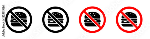 No Fast Food or Burger Prohibition Icons
