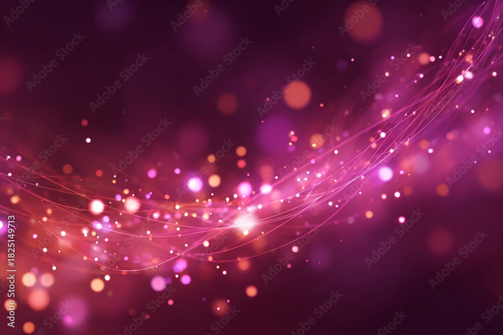 Fototapeta premium Abstract Red and Pink Glittering Light Particles on Dark Background