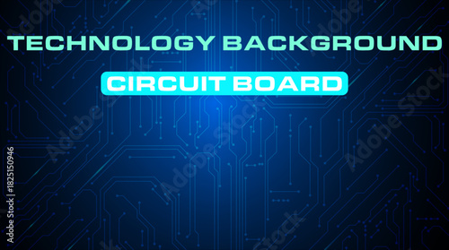 Modern PCB Tech Background. Modern printed circuit board background with blue pathways and luminous node points.