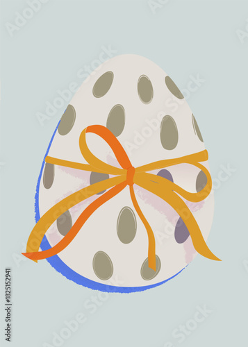 Whimsical Polka Dot Easter Egg with Ribbon Accent