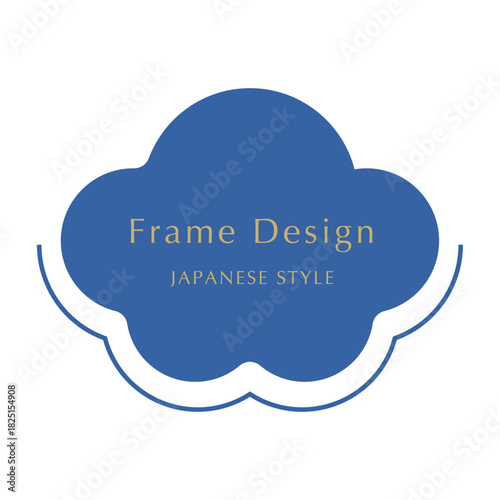 梅の花型　新年お正月フレーム　年賀状和風あしらいパーツアイコン	