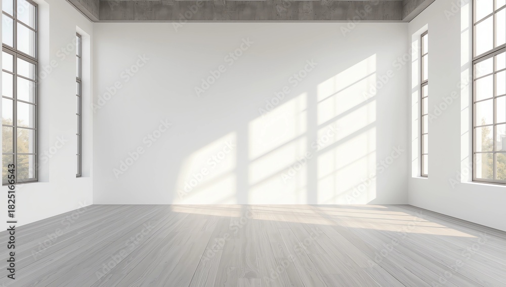 Fototapeta premium Empty white modern interior with windows
