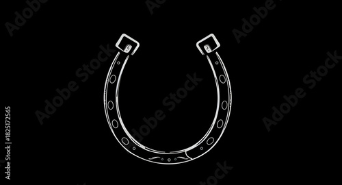 horseshoe, vector, lucky, charm, symbol, fortune, metal, iron, rustic, western, cowboy, equestrian, equine, horse, motif, vintage, retro, classic, silhouette, outline, icon, emblem, badge, graphic, ar