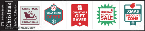 Christmas sale tags collection perfect for holiday promotions and seasonal advertising campaigns to drive sales with festive discount offers and deals