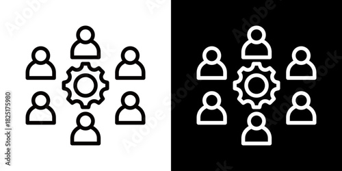 Work Force  Icon Of Line Black And White Style\ 