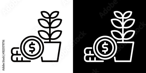 Investment  Icon Of Line Black And White Style 