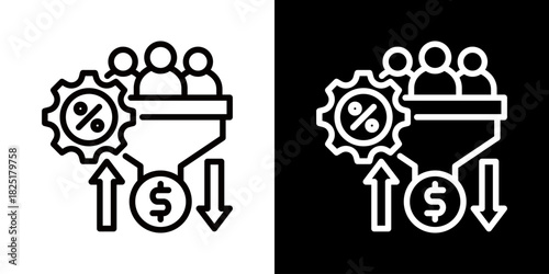 Conversion Rate  Icon Of Line Black And White Style 