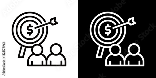 Target Market  Icon Of Line Black And White Style 