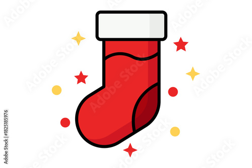 Stocking icon. colored icon style. icon related to christmas. christmas elements vector illustration