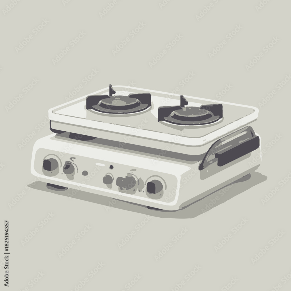 Fototapeta premium Flat Vector Illustration of a Compact Electric Stove