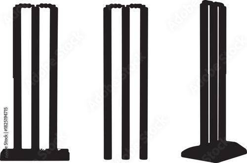 Cricket wickets silhouette isolated on transparent background