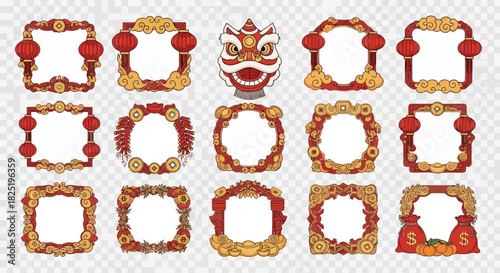Lunar New Year Frames Auspicious Ornaments & Festive Accents