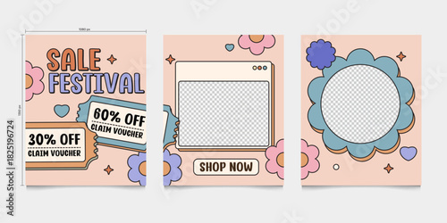 retro feed for social media with soft color