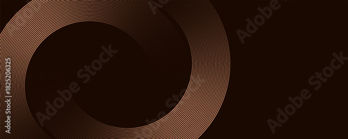 Vector 3D brown lines techno abstract background overlap layer on dark space with circles shapes effect decoration. eps10