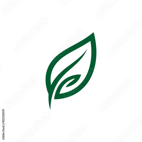 A stylized green leaf logo with an integrated smaller leaf shape on a white background, representing nature and growth.