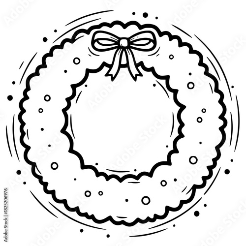 Festive Wreath Illustration with Bow and Dots - A Celebration of Holiday Gathering and Joy