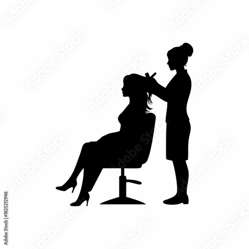 Hair Stylist and Female Client Silhouette in Hair Salon