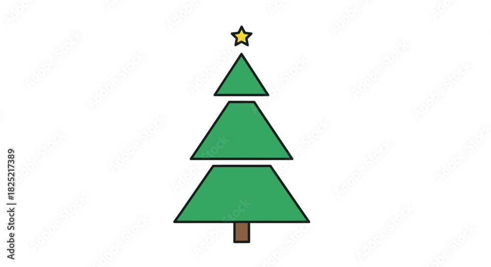 Fototapeta premium Minimal triangle christmas tree icon with sharp edges on white background
