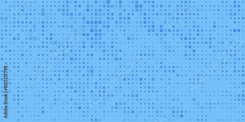 Blue tiles pattern. Classic seamless mosaic. Square swimming pool texture. Simple bathroom background. Wall or floor design template. Ceramic surface concept. Vector illustration.