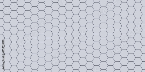 Seamless grey hexagon tile pattern. Honeycomb ceramic tiled texture for bathroom wall, kitchen floor, pool surface. Repeating mosaic grid background. Repeated light blue wallpaper. Vector backdrop
