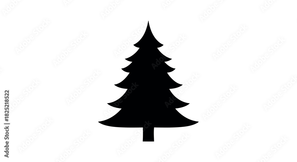 Fototapeta premium Symmetrical layered christmas tree silhouette with white background