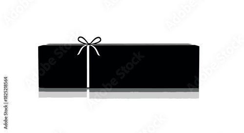Slim gift box with ribbon silhouette clean vector design