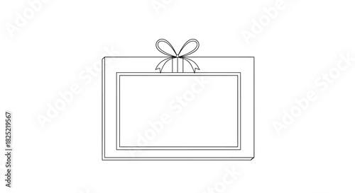 Simple line art gift box outline with hollow center