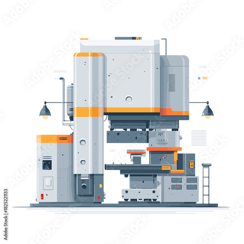Industrial Press Machine in a Vector Illustration