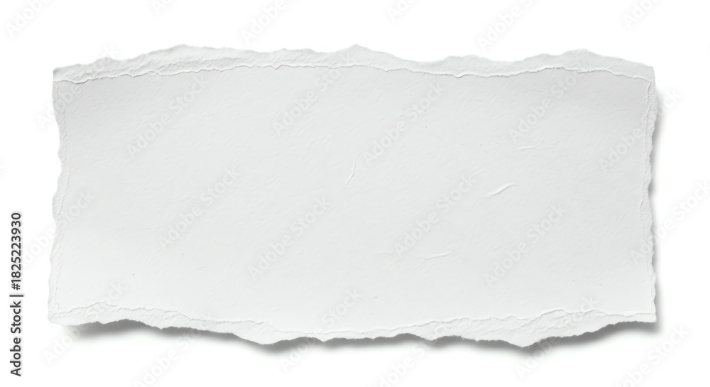 Obraz premium Torn white paper sheet with rough edges isolated on white background.