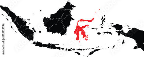 Sulawesi Islands Region on Map of Indonesia