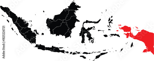 Papua Region on Map of Indonesia