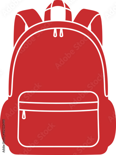 Red backpack vector illustration for school travel or everyday use