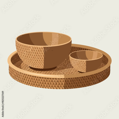 Elegant woven bowls displayed on a coordinating tray for home decor