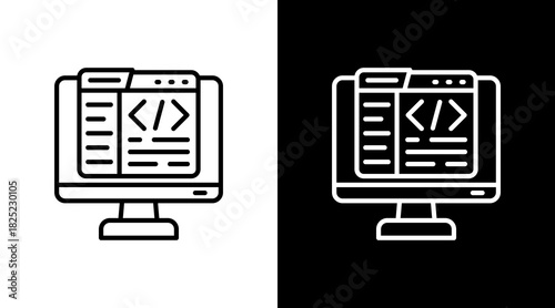 Code Editor With Icon Set Design