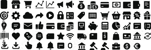 Sale Promotions and Discount Offer Silhouette Icon Set