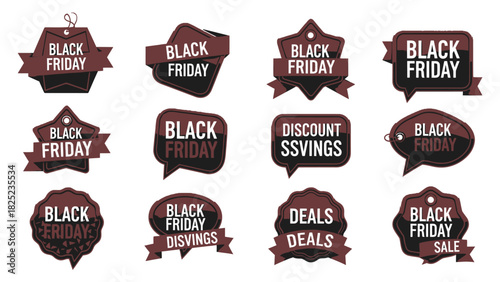 Grab Black Friday deals with these eye-catching badges and elevate your marketing with professionally designed promotional assets to drive sales now