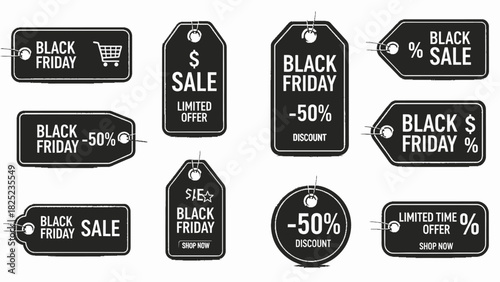 Don't miss out on Black Friday deals with these vibrant discount tags and limited-time offers, perfect for grabbing shoppers' attention and boosting sales