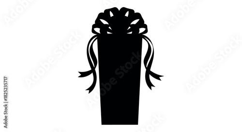 ?solid silhouette narrow gift with long bow loops, white background?_2.eps