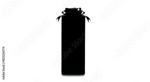 ?tall slim gift box silhouette, vertical bow, white background?_2.eps