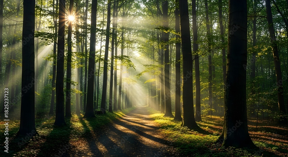 Fototapeta premium Forest Path in Morning Light