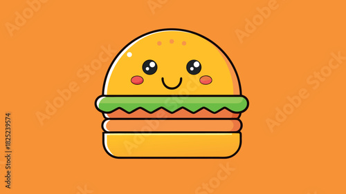 Cute kawaii burger character with a smiling face
