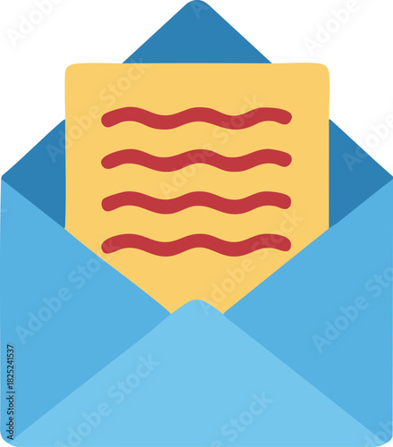 Simple open envelope icon with a letter inside, perfect for email notifications, newsletter signups, messaging apps, and contact pages. Clean flat style works well for web interfaces, mobile apps