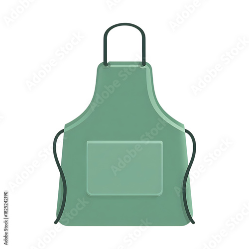 Green apron with pocket on transparent background